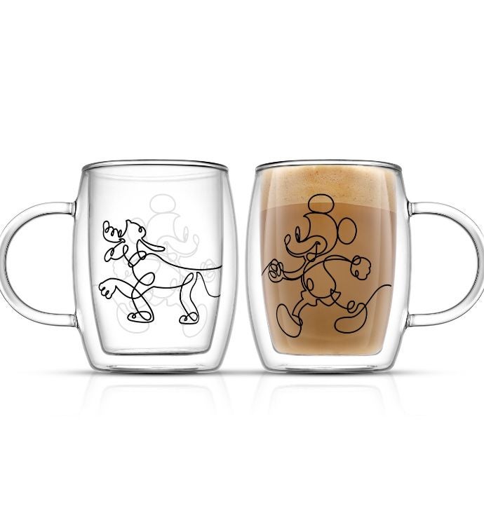 Disney Mickey And Pluto Aroma Glass Mugs