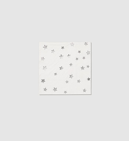 Silver Stars Cocktail Napkins (25 Per Pack)