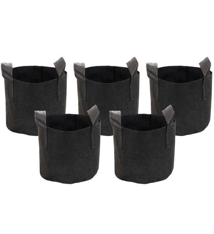 5 pack Garden Grow Bags With Handles   Non woven Fabric   1 gallon