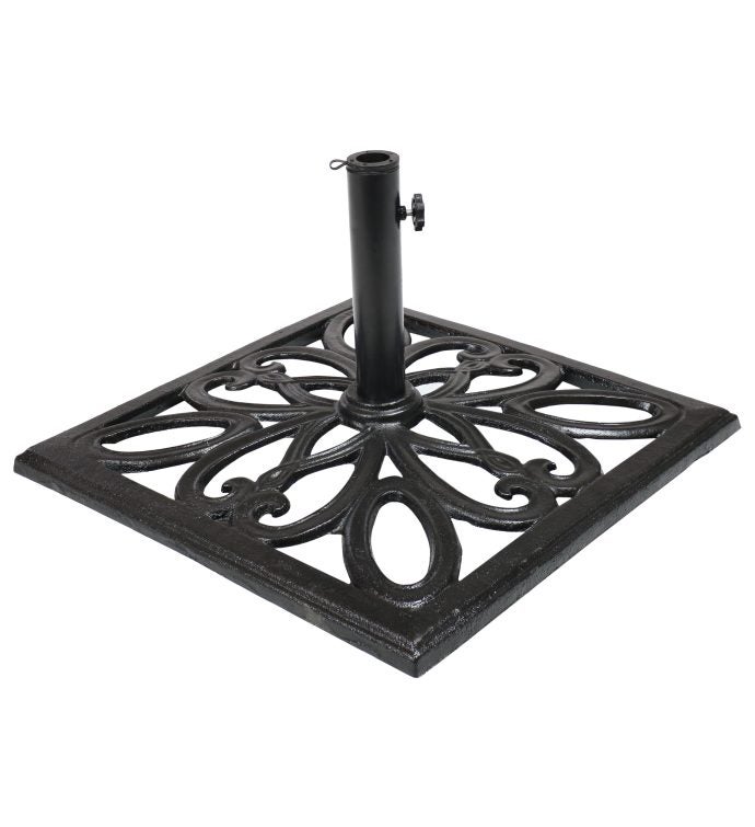 22" Square Patio Umbrella Base Stand Holder Cast Iron Imperial Black Finish