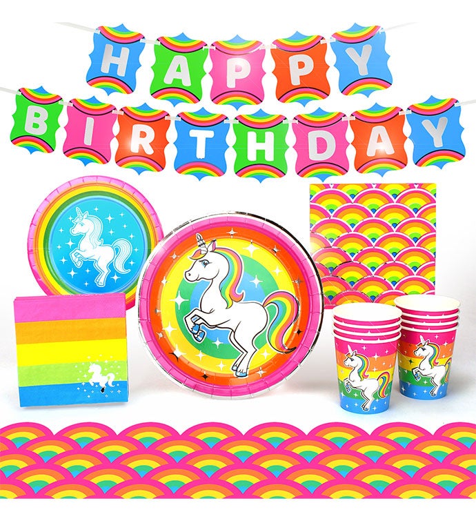 Rainbow Unicorn Party Pack for 8 Guests