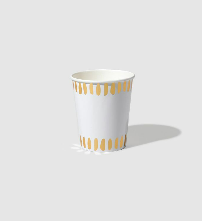 White Brushstroke Cups  10 Per Pack