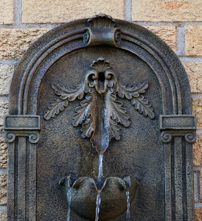 Florence Outdoor Wall Fountain 27" Florentine Stone