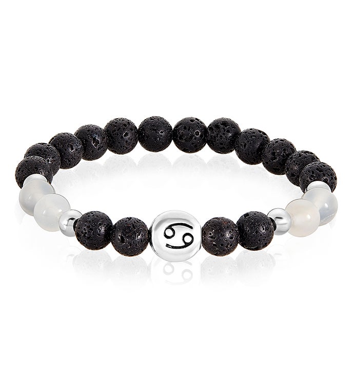 Zodiac Sign Agate And Lava Stone Stretch Bracelet