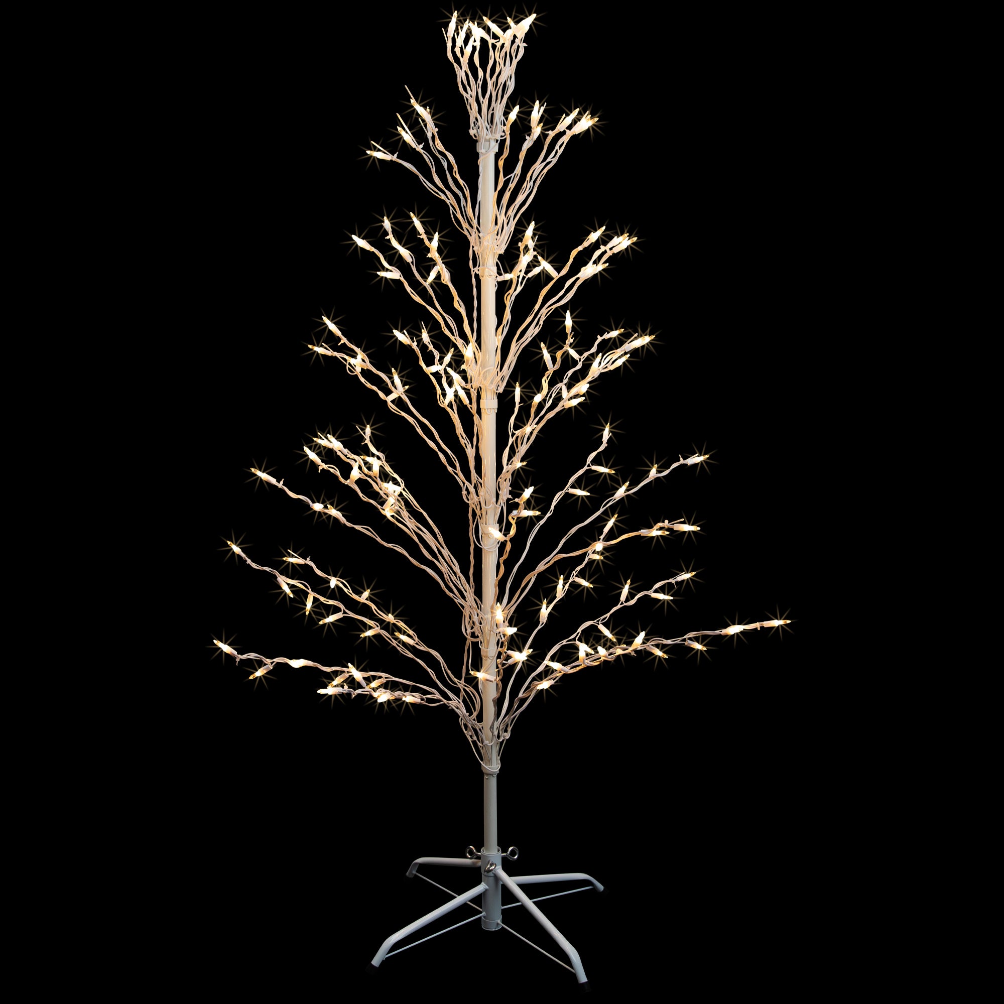 White Lighted Christmas Cascade Twig Tree Outdoor Decoration