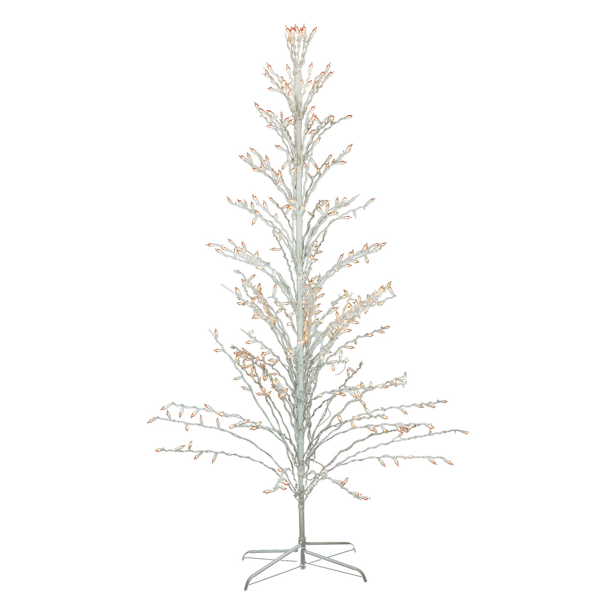 White Lighted Christmas Cascade Twig Tree Outdoor Decoration