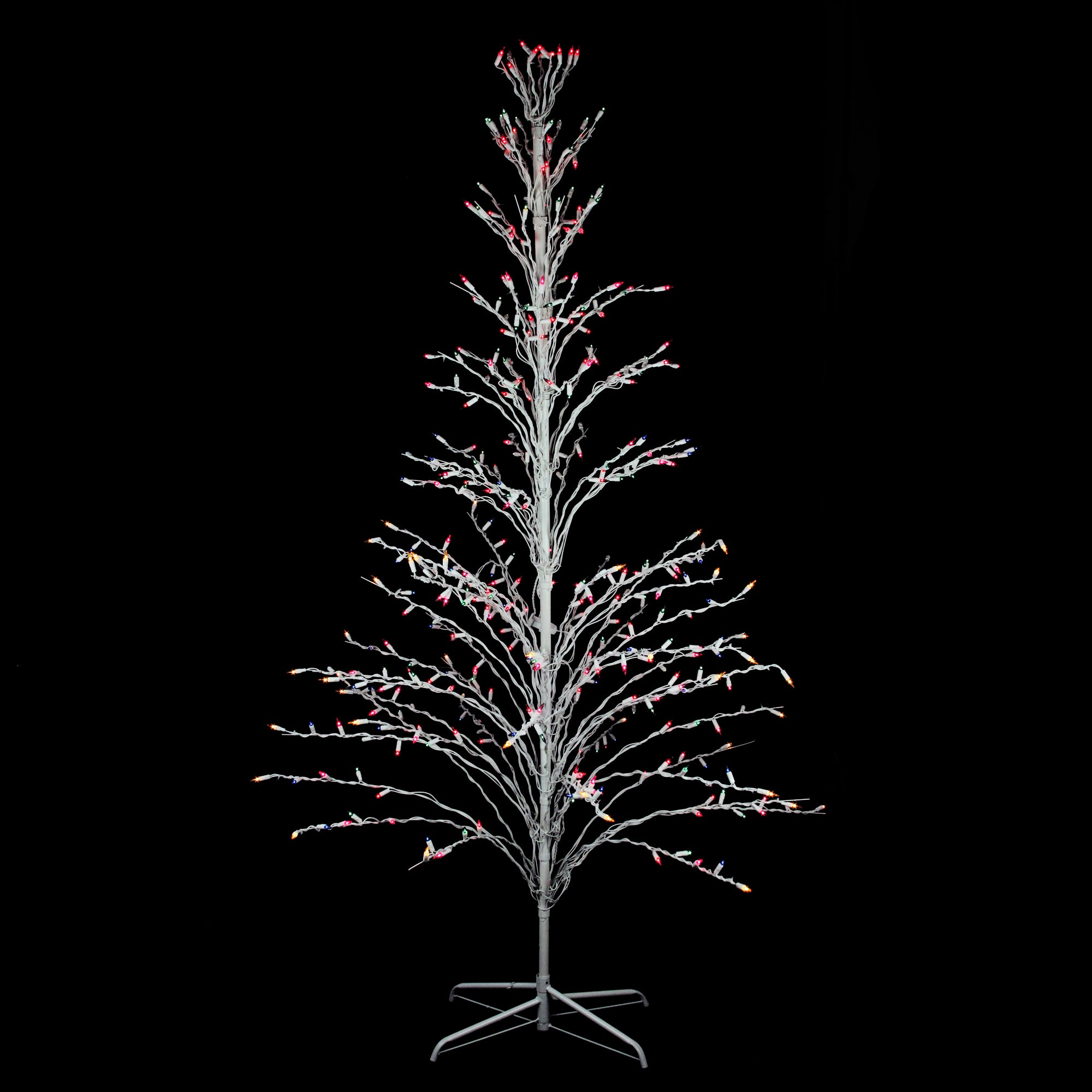White Lighted Christmas Cascade Twig Tree Outdoor Decoration
