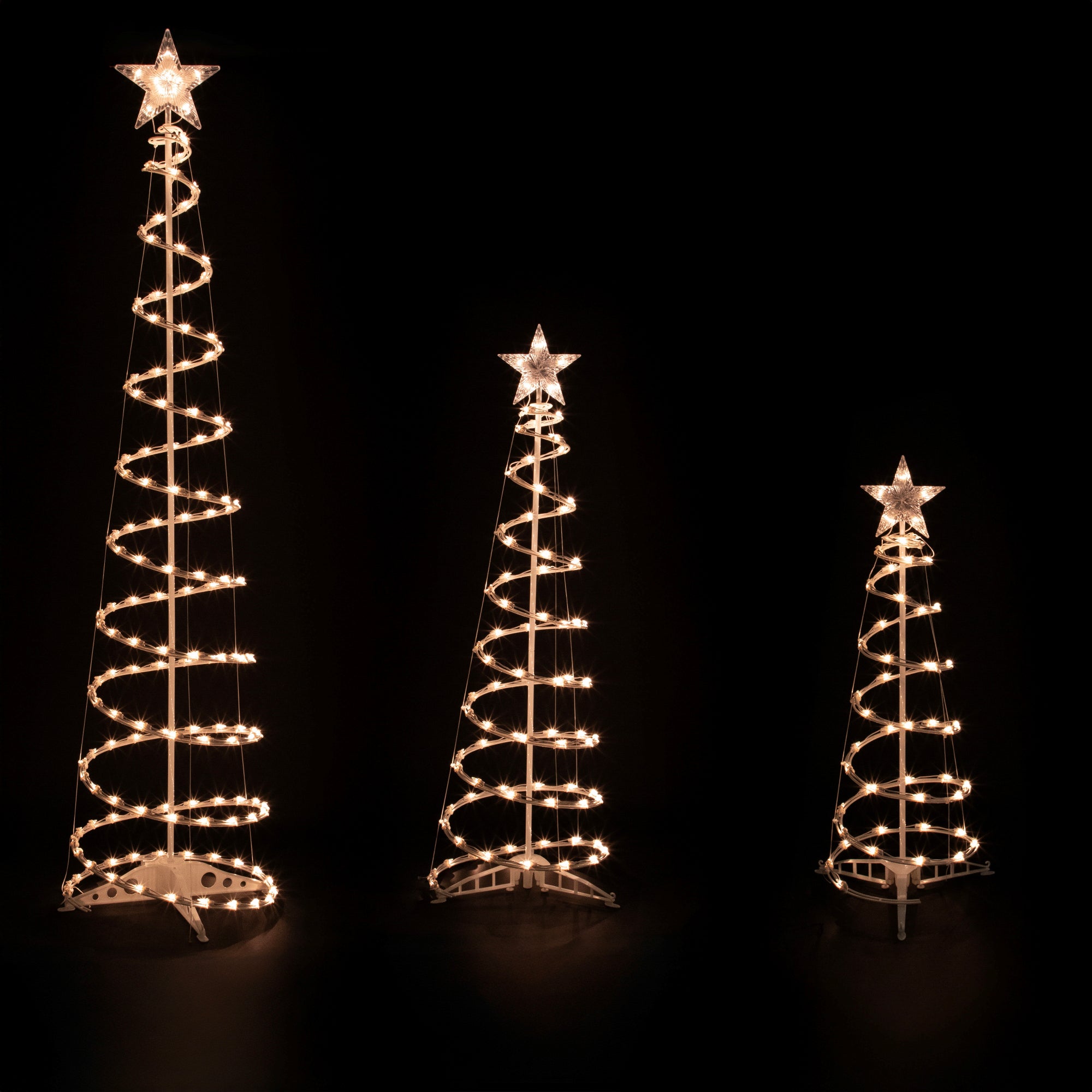 Set Of 3 Clear Lighted Spiral Christmas Trees - 3'  4'  And 6'