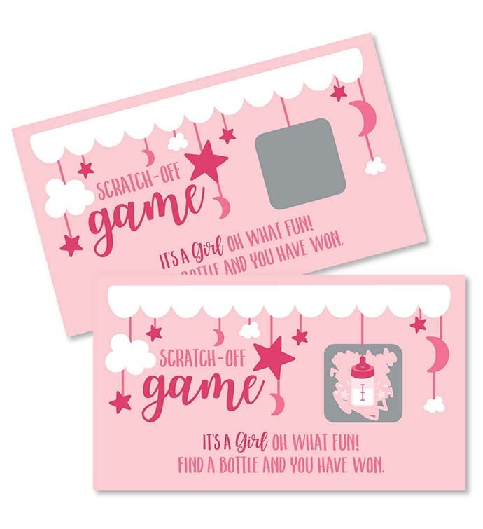 It's A Girl   Pink Baby Shower Game Scratch Off Cards   22 Ct