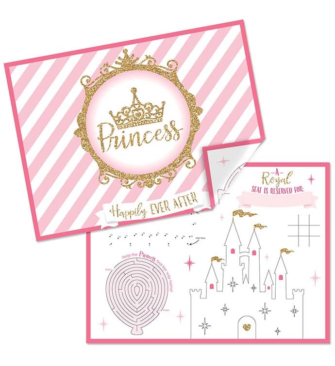 Little Princess Crown   Paper Coloring Sheets   Activity Placemats   16 Ct