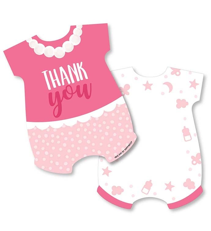 It's A Girl   Pink Baby Shower Shaped Thank You Cards & Envelopes   12 Ct