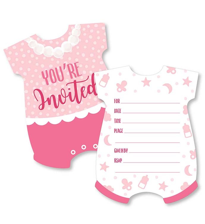 It's A Girl   Shaped Fill in Invitations With Envelopes   12 Ct