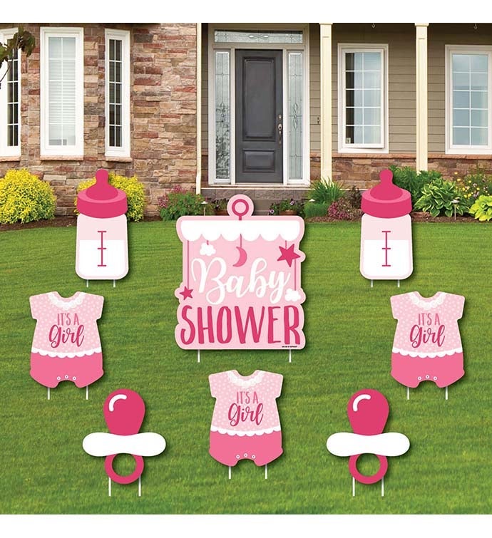 It's A Girl   Outdoor Lawn Decor   Pink Baby Shower Yard Signs   Set Of 8