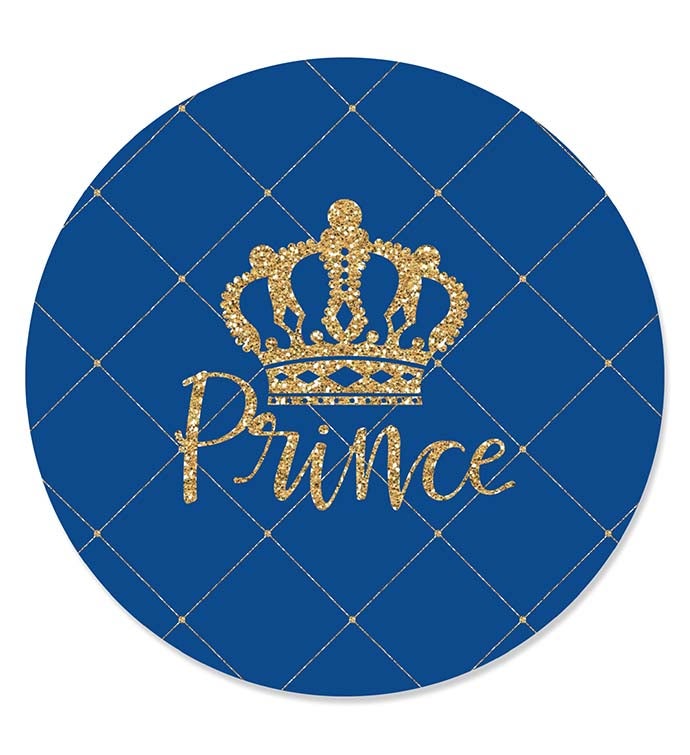 Royal Prince Charming Baby Shower Or Birthday Circle Sticker Labels   24 Ct