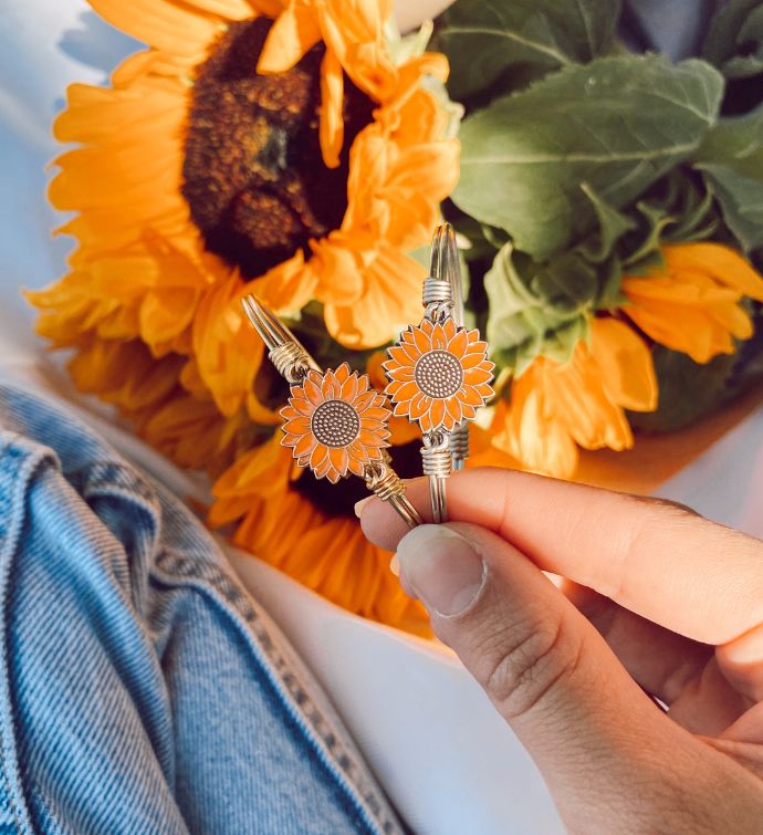 Luca + Danni Orange Sunflower Bangle Bracelet