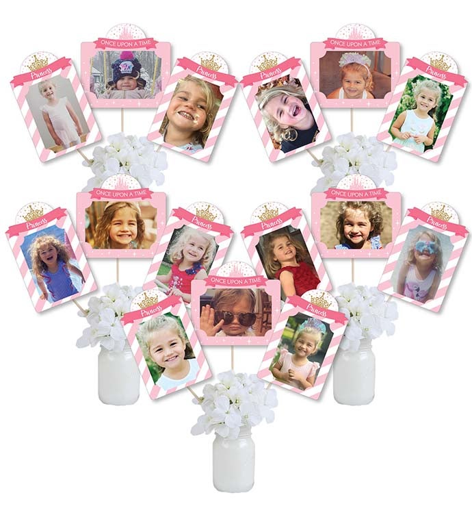 Little Princess Crown Picture Centerpiece Sticks Photo Table Toppers 15 Pc