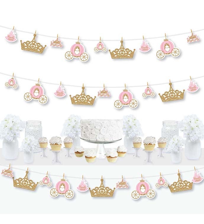 Little Princess Crown   Party Diy Decor Clothespin Garland Banner 44 Pc