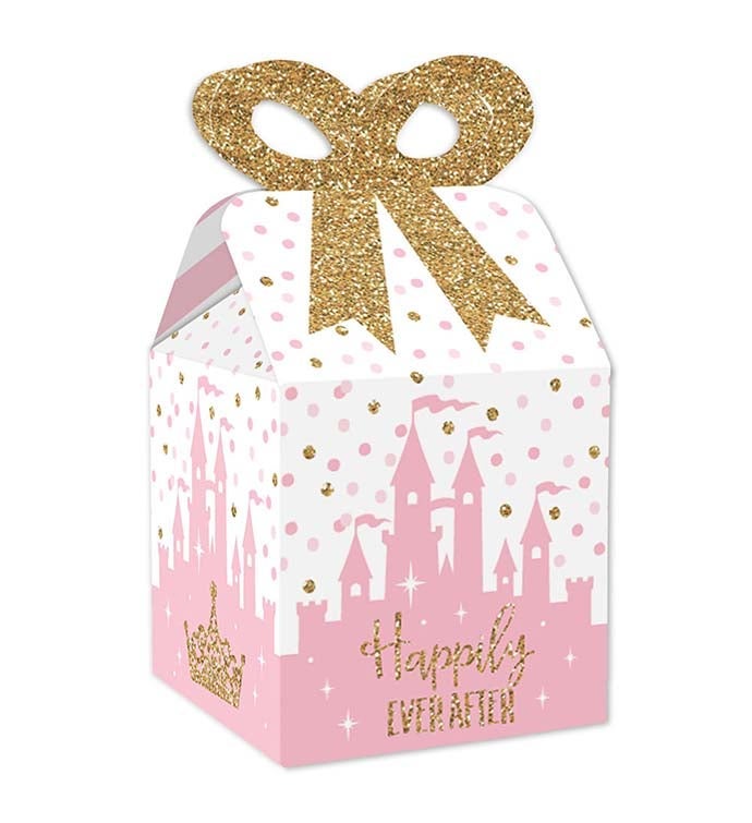 Little Princess Crown   Square Favor Gift Boxes   Party Bow Boxes   12 Ct