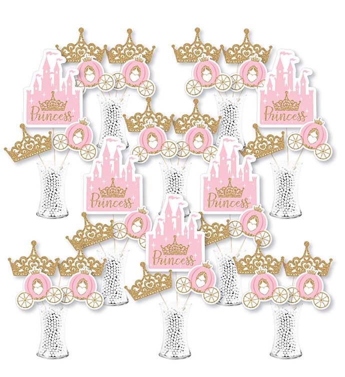 Little Princess Crown   Centerpiece Sticks Showstopper Table Toppers 35 Pc