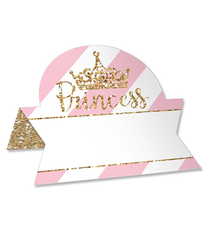 Little Princess Crown   Pink Party Table Setting Name Place Cards   24 Ct
