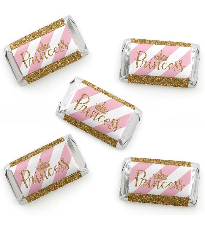 Little Princess Crown   Mini Candy Bar Wrapper Stickers Party Favors 40 Ct