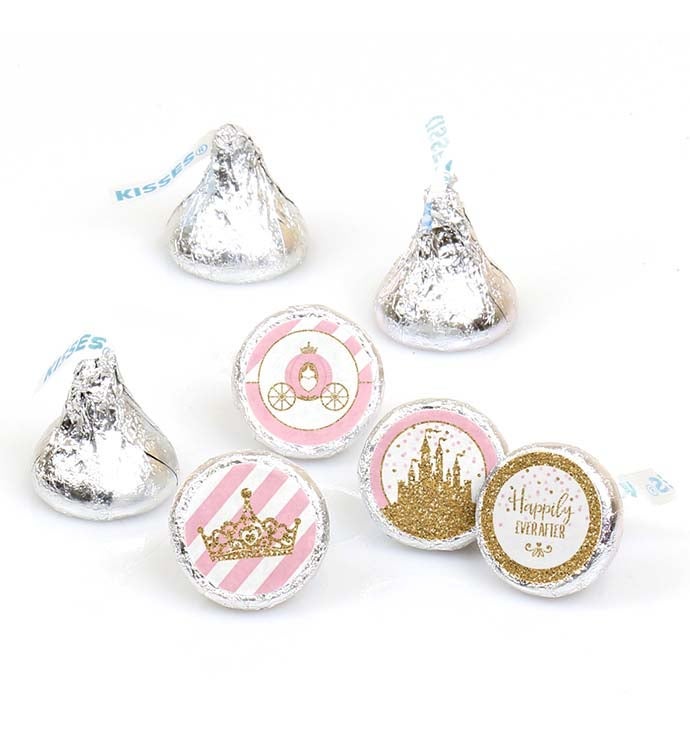 Little Princess Crown   Party Round Candy Sticker Favors  1 Sheet Of 108