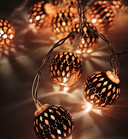 Rose Gold Moroccan Ball String Lights - Battery Operated