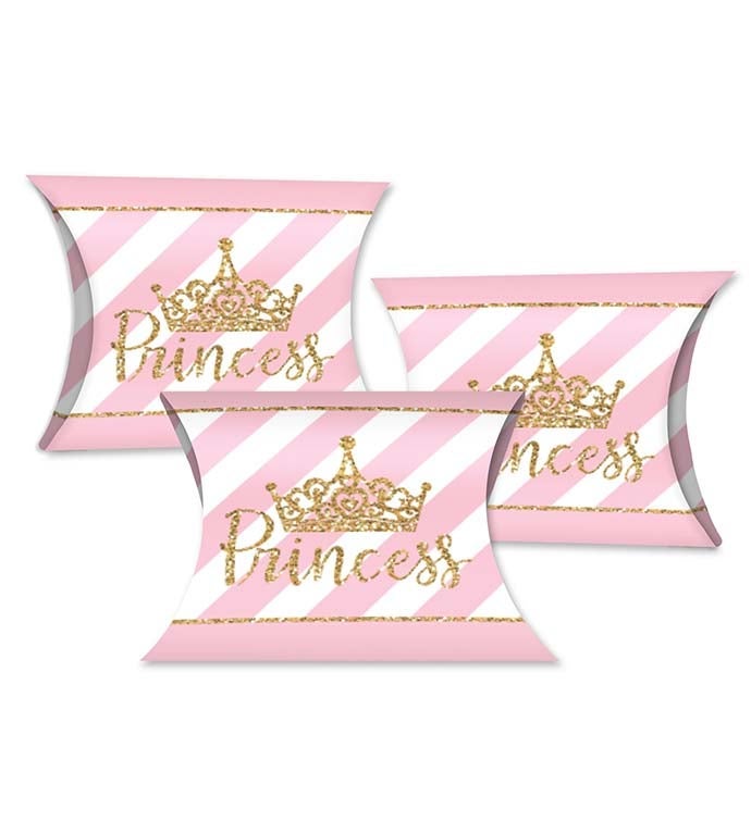 Little Princess Crown   Favor Gift Boxes   Party Large Pillow Boxes   12 Ct