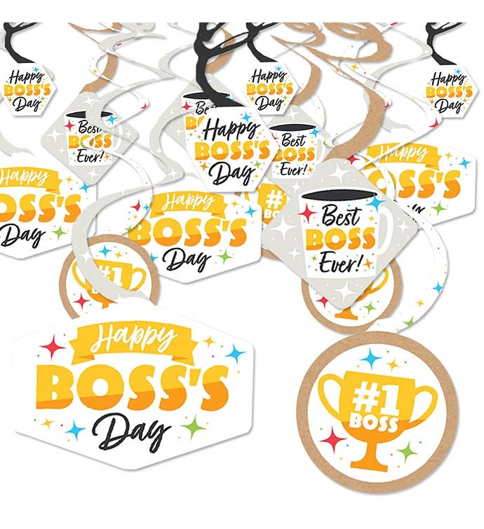 Happy Boss's Day   Best Boss Ever Hanging Party Decoration Swirls   40 Ct