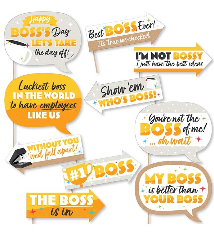Funny Happy Boss's Day   Best Boss Ever Photo Booth Props Kit   10 Piece