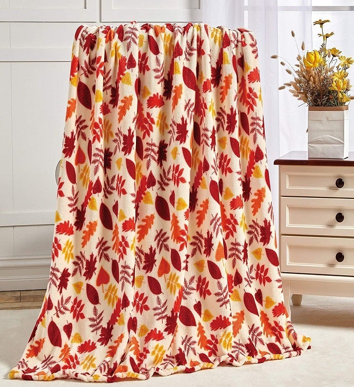 Fall Harvest Festive Microplush Throw Blanket 