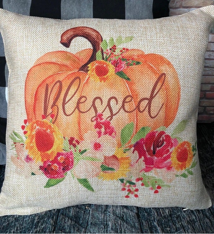 Fall Blessed Pumpkin Pillow