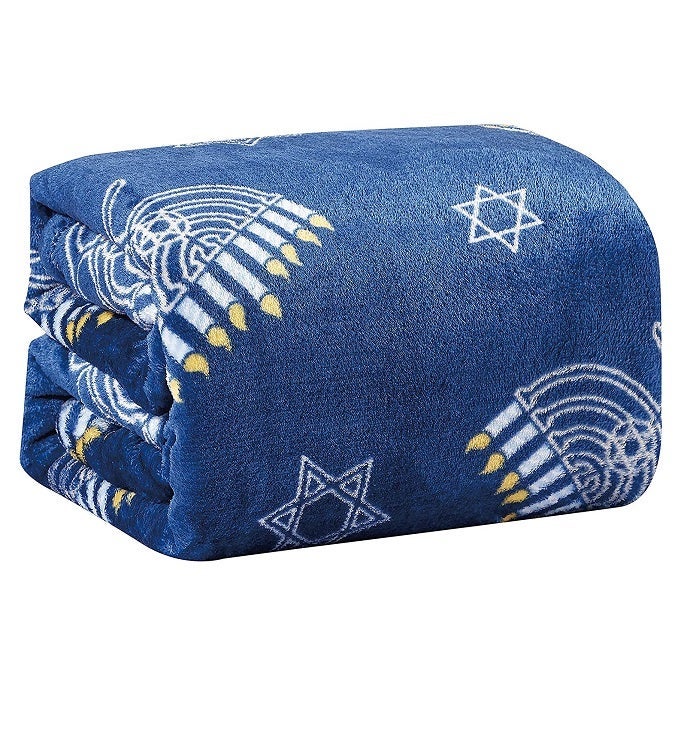 Maccabbee Microplush Holiday Throw Blanket (60" X 50") - Hanukkah Menorah