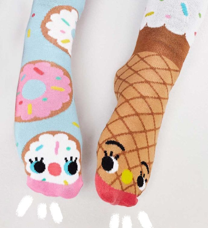 Donut & Ice Cream Pals Socks   Mismatchy Set  2 Pairs!