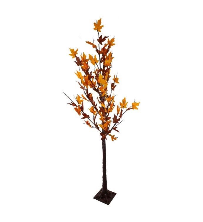 6' Pre lit Led Brown Maple Artificial Christmas Tree  Clear Lights