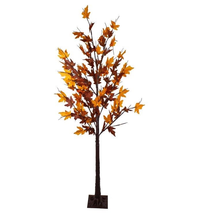 6' Pre lit Led Brown Maple Artificial Christmas Tree  Clear Lights