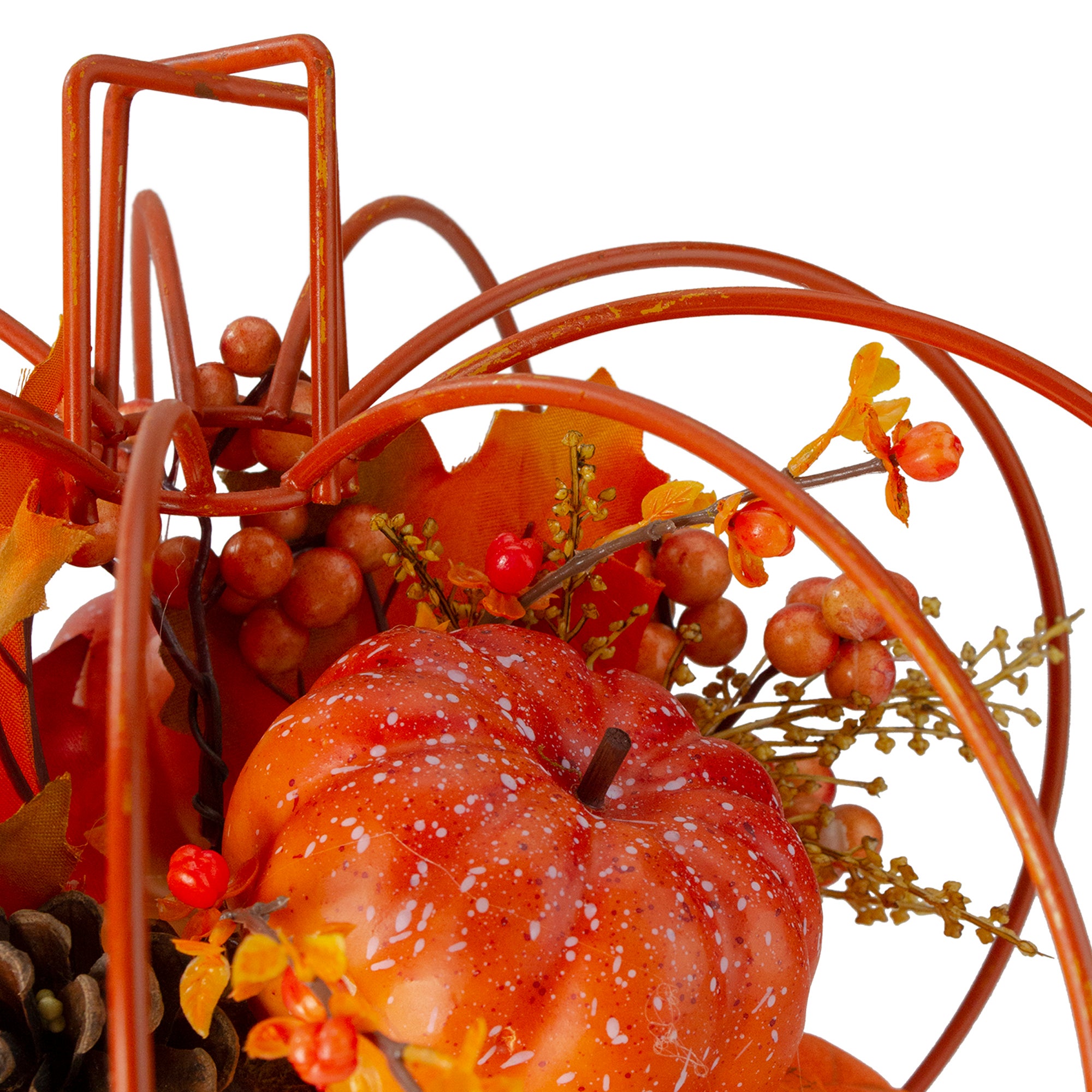 12" Autumn Harvest Maple Leaf And Berry Pumpkin Tabletop Centerpiece