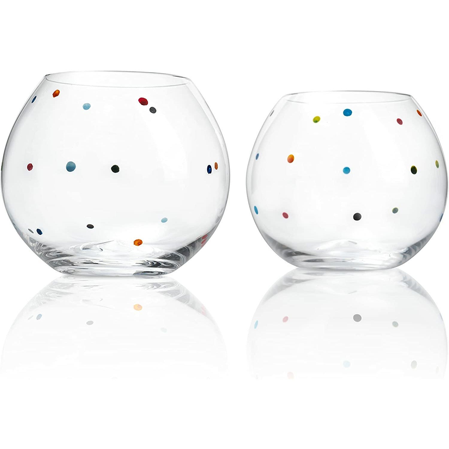 Polka Dot Set Of 2 Stemless Bubble Wine Glasses 16 Oz