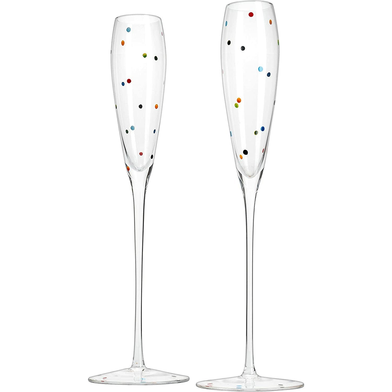 Set Of 2 Polka Dot Champagne Flutes Glasses 8oz By The Wine Savant