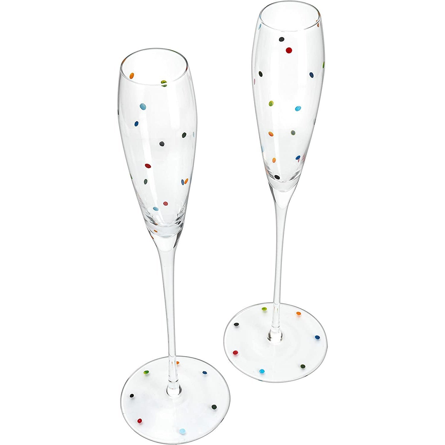 Set Of 2 Polka Dot Champagne Flutes Glasses 8oz By The Wine Savant