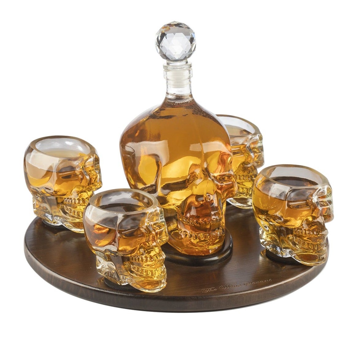 Skull Whiskey Decanter Large Set With 4 Skull Shot Glasses