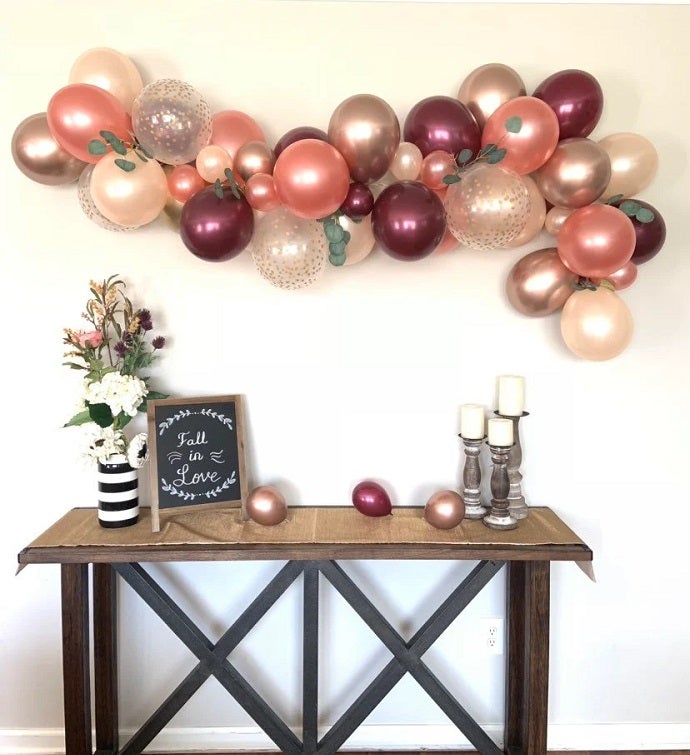 Rose Gold And Burgundy Balloon Garland Kit Diy