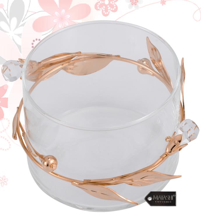 Matashi Rose Gold Sugar Bowl, Honey Dish, Candy Dish Glass Bowl With Spoon