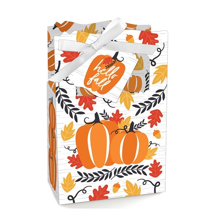 Fall Pumpkin   Halloween Or Thanksgiving Party Favor Boxes   Set Of 12