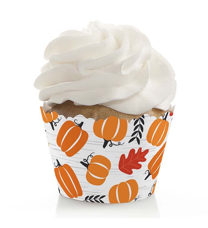 Fall Pumpkin   Halloween Or Thanksgiving Decor   Cupcake Wrappers   12 Ct