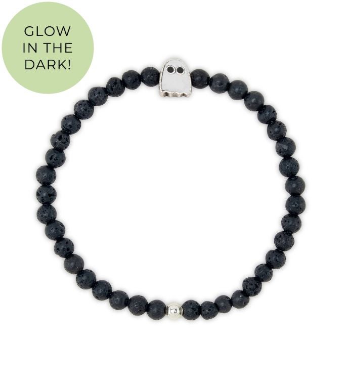 Luca + Danni Glow In The Dark Ghost Stretch Bracelet Silver