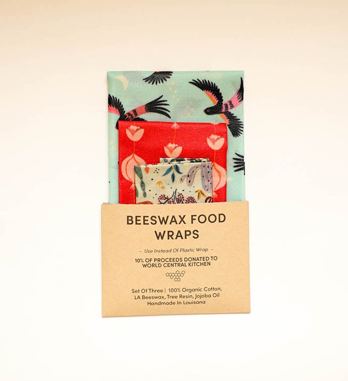 Beeswax Food Wraps - Songbirds Set, Organic, World Central Kitchen