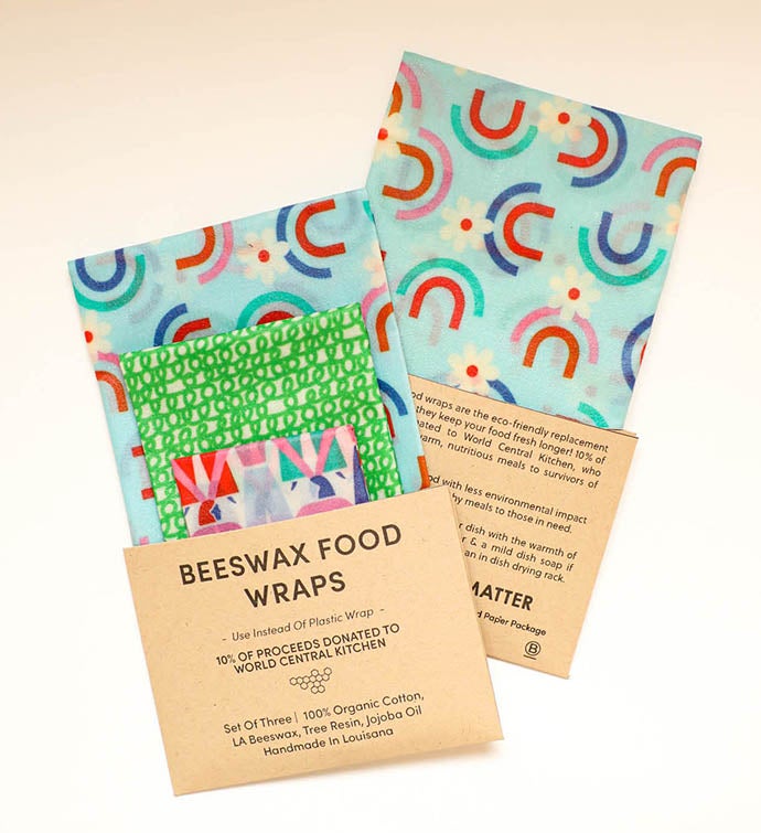 Beeswax Food Wraps   Let's Link Arms Set, Organic, World Central Kitchen