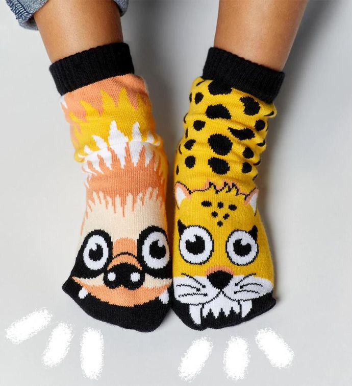 Sloth & Cheetah Pals Socks - Mismatchy Set (2 Pairs!)