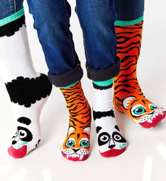 Tiger & Panda Pals Socks   Mismatchy Set  2 Pairs!